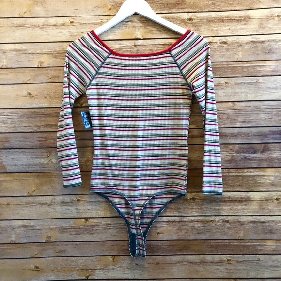 Free People Put A Stripe On It Bodysuit Size Small NWT - Picture 2 of 4